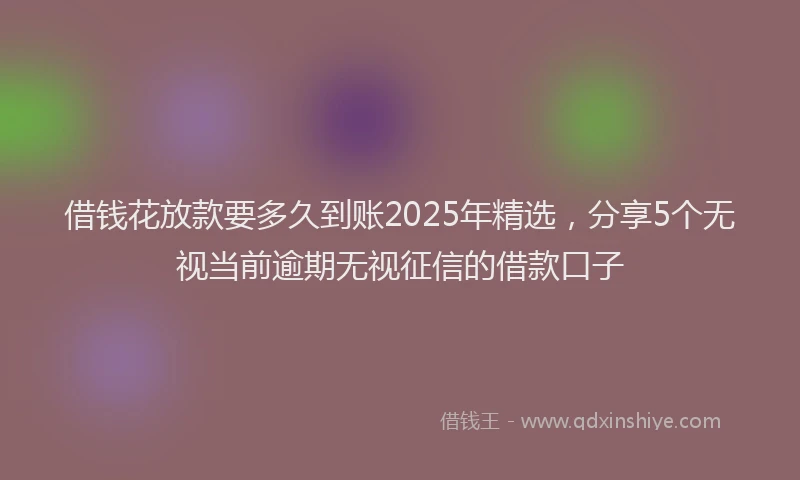 借钱花放款要多久到账2025年精选，分享5个无视当前逾期无视征信的借款口子