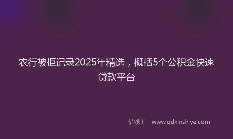 农行被拒记录2025年精选，概括5个公积金快速贷款平台
