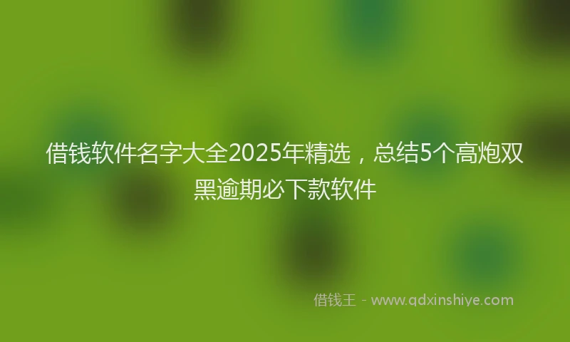 借钱软件名字大全2025年精选，总结5个高炮双黑逾期必下款软件
