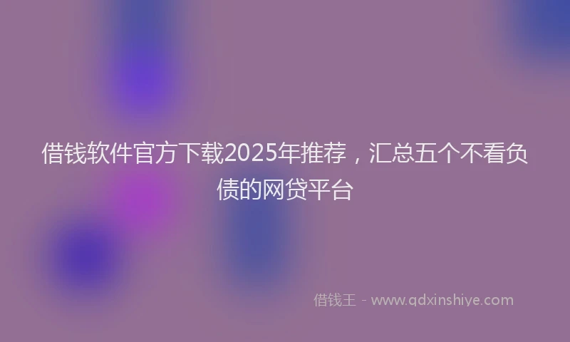 借钱软件官方下载2025年推荐，汇总五个不看负债的网贷平台