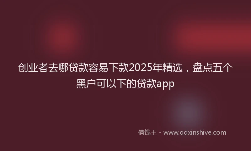 创业者去哪贷款容易下款2025年精选，盘点五个黑户可以下的贷款app
