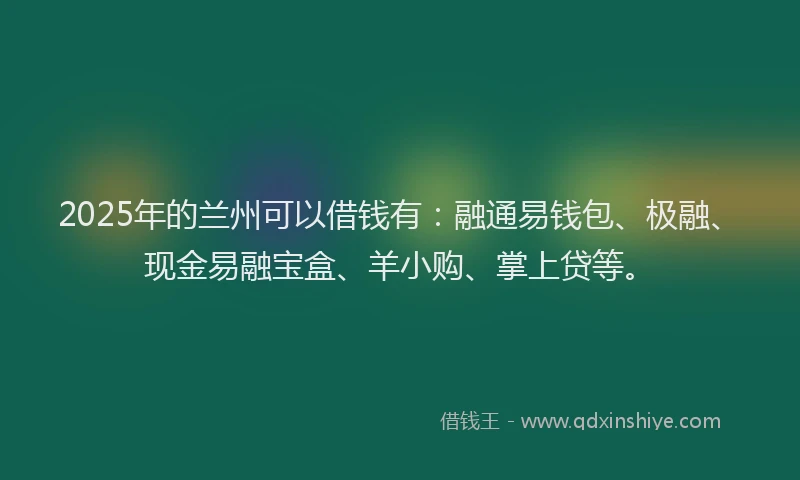 2025年的兰州可以借钱有：融通易钱包、极融、现金易融宝盒、羊小购、掌上贷等。