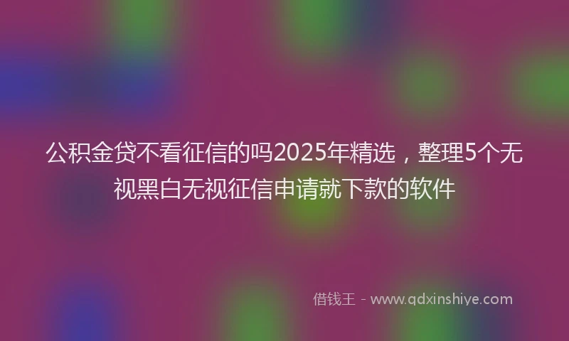 公积金贷不看征信的吗2025年精选，整理5个无视黑白无视征信申请就下款的软件