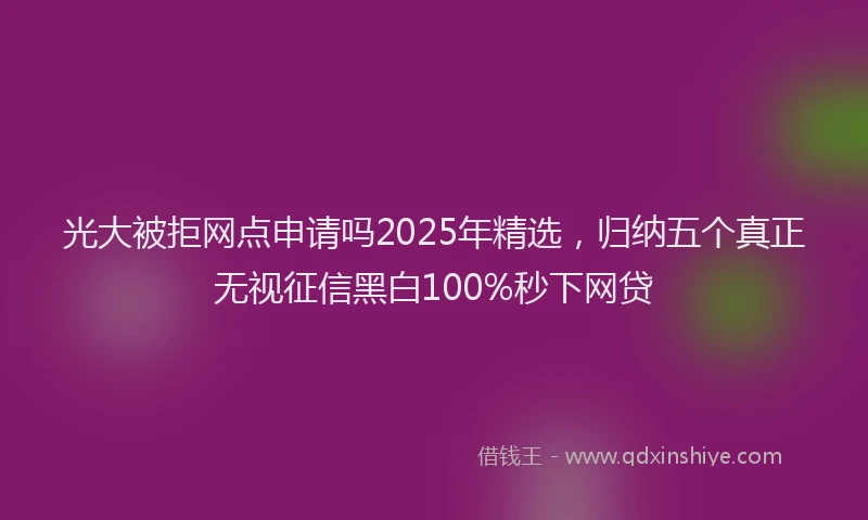光大被拒网点申请吗2025年精选，归纳五个真正无视征信黑白100%秒下网贷