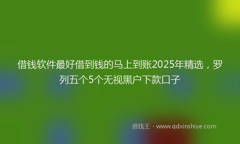 借钱软件最好借到钱的马上到账2025年精选，罗列五个5个无视黑户下款口子