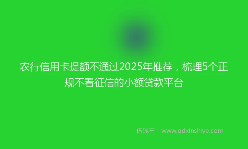 农行信用卡提额不通过2025年推荐，梳理5个正规不看征信的小额贷款平台