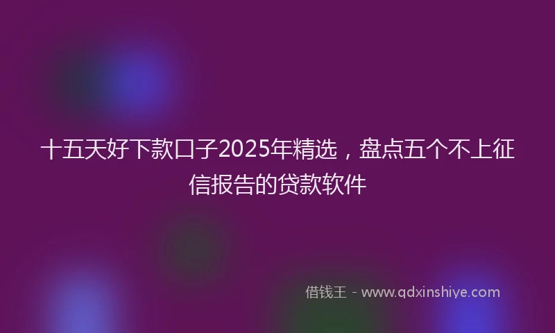 十五天好下款口子2025年精选，盘点五个不上征信报告的贷款软件