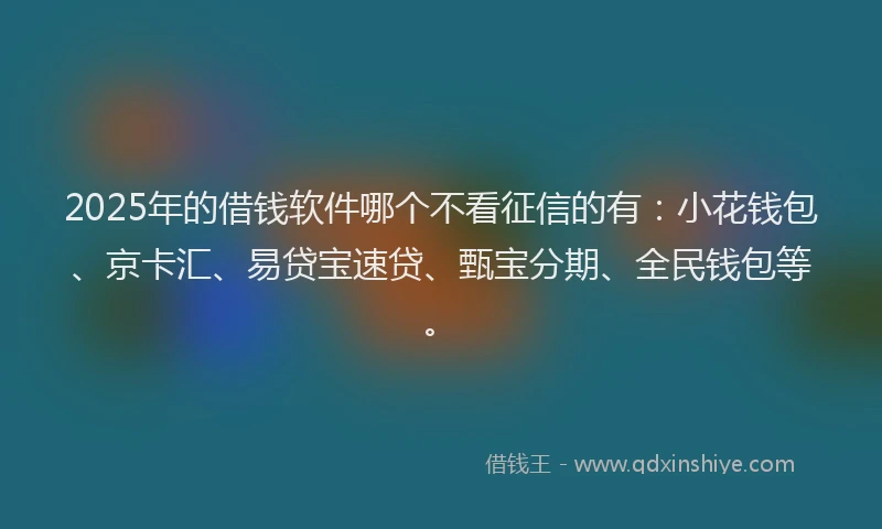 2025年的借钱软件哪个不看征信的有：小花钱包、京卡汇、易贷宝速贷、甄宝分期、全民钱包等。