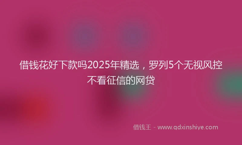 借钱花好下款吗2025年精选，罗列5个无视风控不看征信的网贷