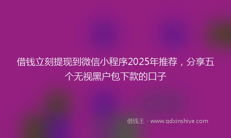 借钱立刻提现到微信小程序2025年推荐，分享五个无视黑户包下款的口子