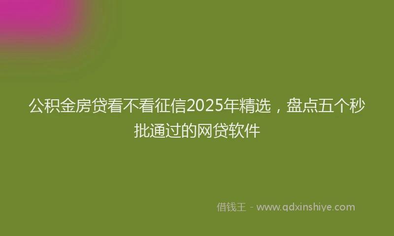 公积金房贷看不看征信2025年精选，盘点五个秒批通过的网贷软件