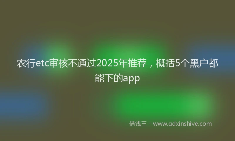 农行etc审核不通过2025年推荐，概括5个黑户都能下的app