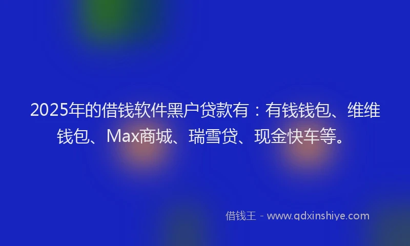 2025年的借钱软件黑户贷款有：有钱钱包、维维钱包、Max商城、瑞雪贷、现金快车等。