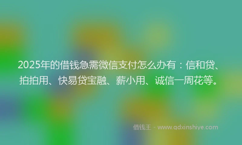 2025年的借钱急需微信支付怎么办有：信和贷、拍拍用、快易贷宝融、薪小用、诚信一周花等。