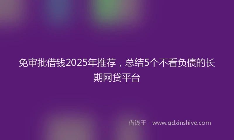 免审批借钱2025年推荐，总结5个不看负债的长期网贷平台
