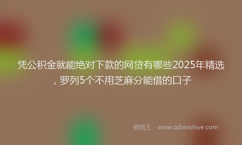 凭公积金就能绝对下款的网贷有哪些2025年精选，罗列5个不用芝麻分能借的口子