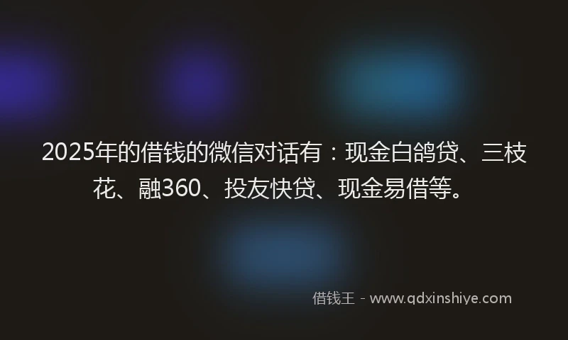 2025年的借钱的微信对话有：现金白鸽贷、三枝花、融360、投友快贷、现金易借等。