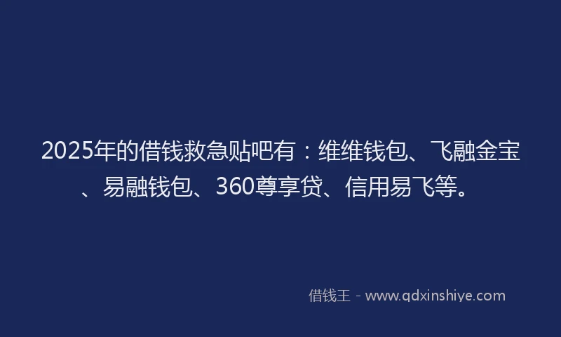 2025年的借钱救急贴吧有：维维钱包、飞融金宝、易融钱包、360尊享贷、信用易飞等。