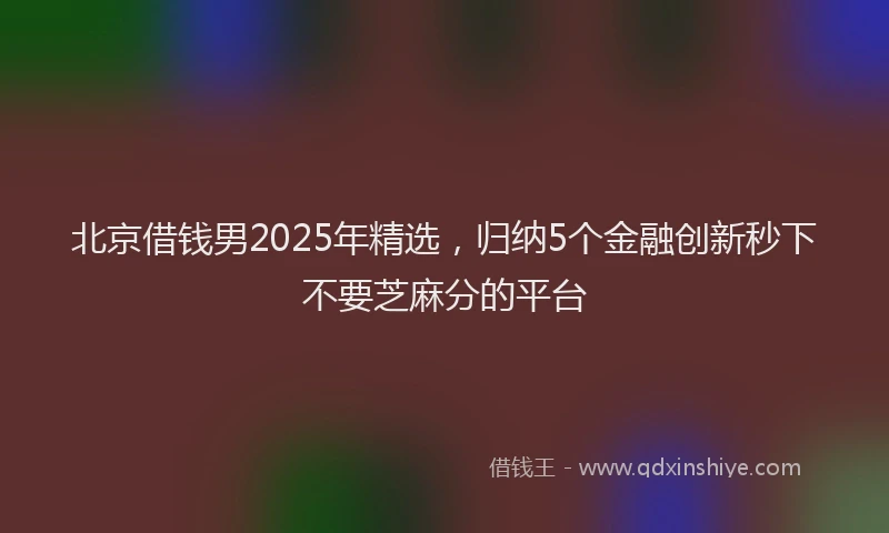 北京借钱男2025年精选，归纳5个金融创新秒下不要芝麻分的平台