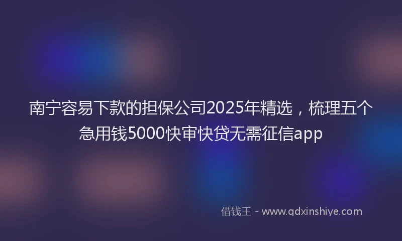南宁容易下款的担保公司2025年精选，梳理五个急用钱5000快审快贷无需征信app