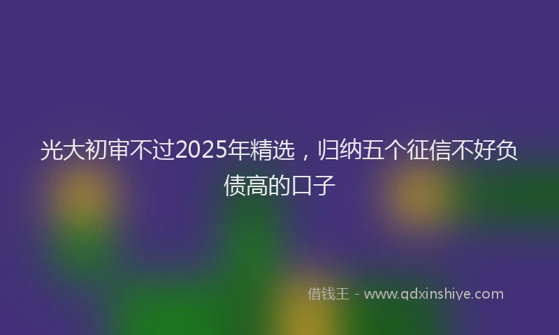 光大初审不过2025年精选，归纳五个征信不好负债高的口子