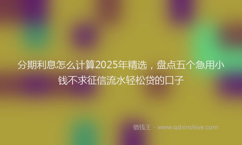 分期利息怎么计算2025年精选，盘点五个急用小钱不求征信流水轻松贷的口子