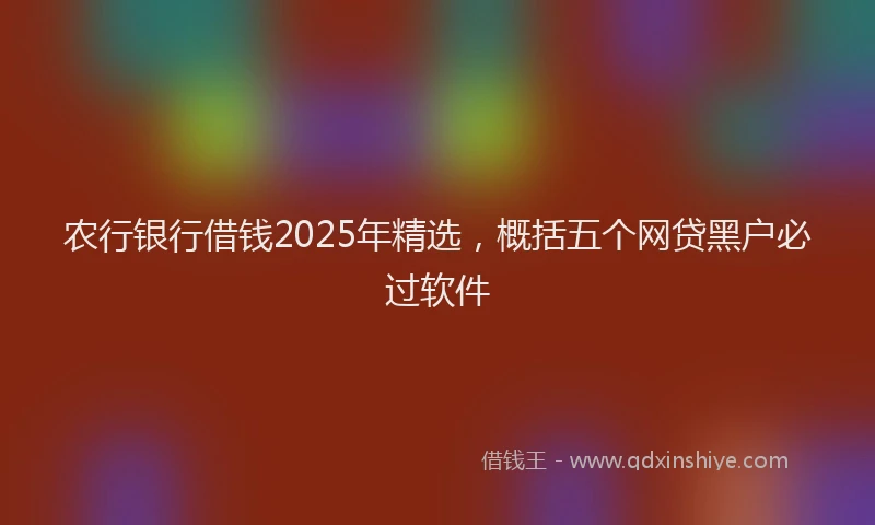 农行银行借钱2025年精选，概括五个网贷黑户必过软件