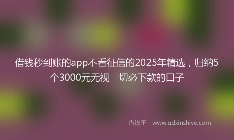 借钱秒到账的app不看征信的2025年精选，归纳5个3000元无视一切必下款的口子