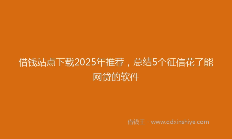 借钱站点下载2025年推荐，总结5个征信花了能网贷的软件