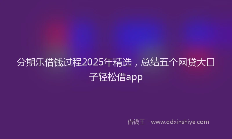分期乐借钱过程2025年精选，总结五个网贷大口子轻松借app