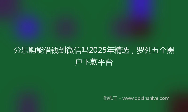 分乐购能借钱到微信吗2025年精选，罗列五个黑户下款平台