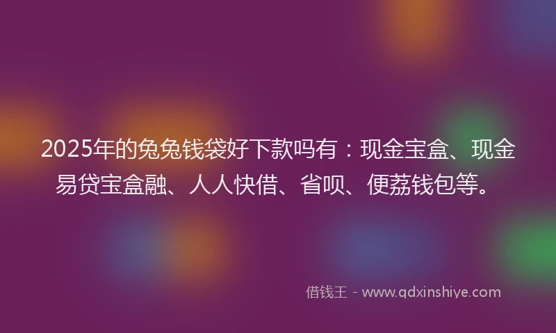 2025年的兔兔钱袋好下款吗有：现金宝盒、现金易贷宝盒融、人人快借、省呗、便荔钱包等。