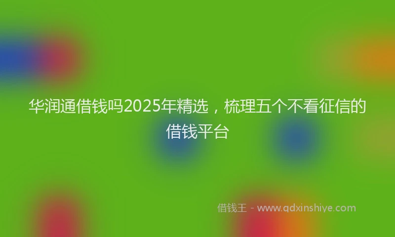 华润通借钱吗2025年精选，梳理五个不看征信的借钱平台