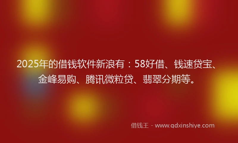 2025年的借钱软件新浪有：58好借、钱速贷宝、金峰易购、腾讯微粒贷、翡翠分期等。