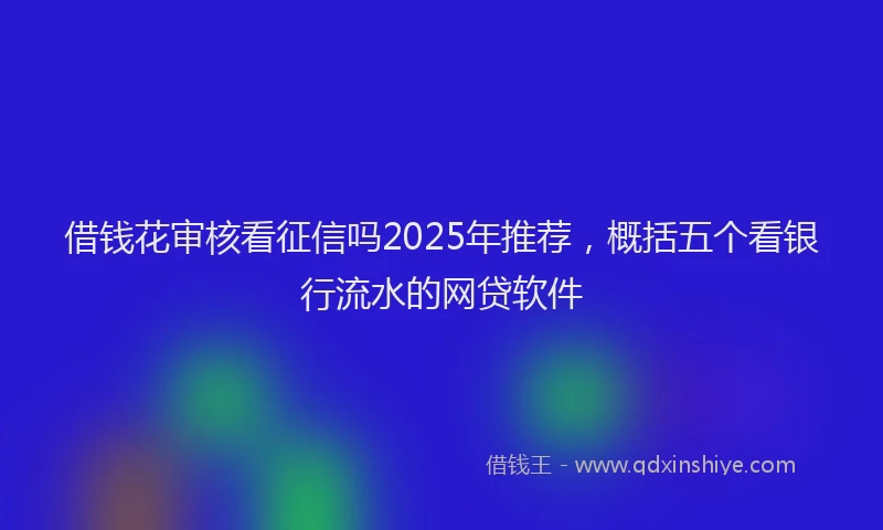 借钱花审核看征信吗2025年推荐，概括五个看银行流水的网贷软件