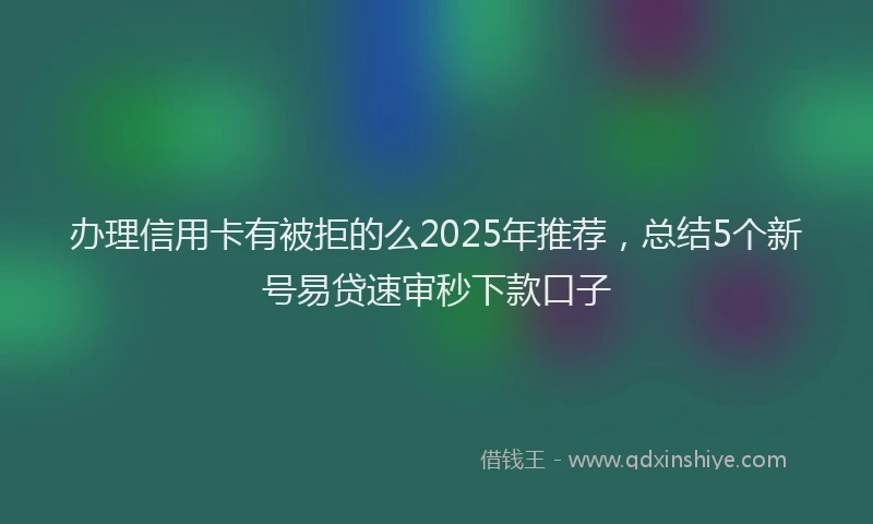 办理信用卡有被拒的么2025年推荐，总结5个新号易贷速审秒下款口子