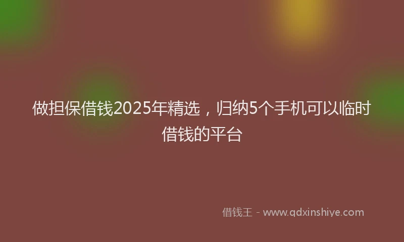 做担保借钱2025年精选，归纳5个手机可以临时借钱的平台
