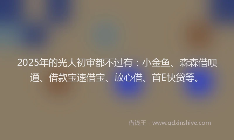 2025年的光大初审都不过有：小金鱼、森森借呗通、借款宝速借宝、放心借、首E快贷等。