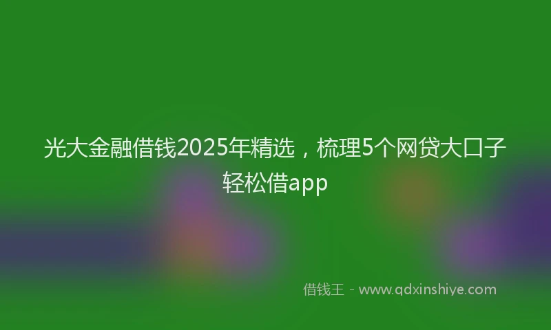 光大金融借钱2025年精选，梳理5个网贷大口子轻松借app