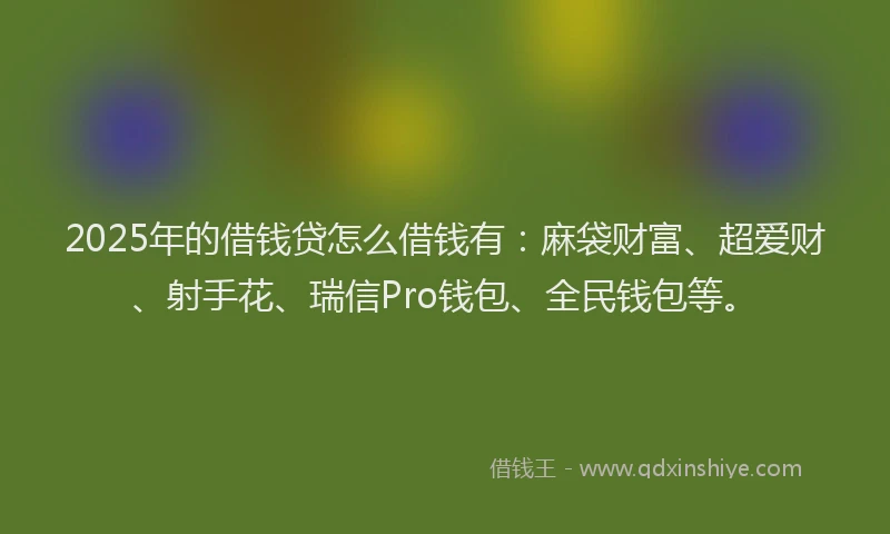 2025年的借钱贷怎么借钱有：麻袋财富、超爱财、射手花、瑞信Pro钱包、全民钱包等。