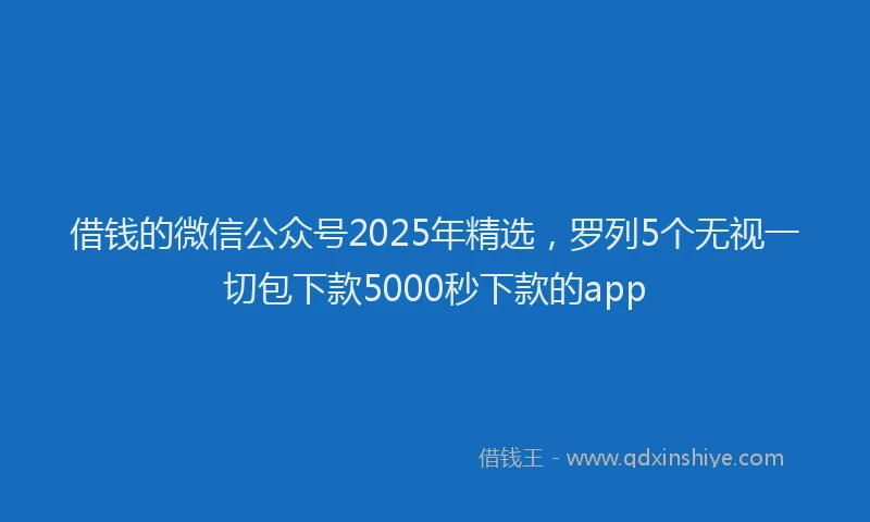 借钱的微信公众号2025年精选，罗列5个无视一切包下款5000秒下款的app