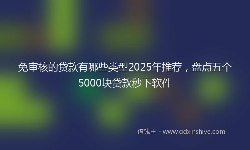 免审核的贷款有哪些类型2025年推荐，盘点五个5000块贷款秒下软件