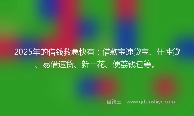 2025年的借钱救急快有：借款宝速贷宝、任性贷、易借速贷、新一花、便荔钱包等。