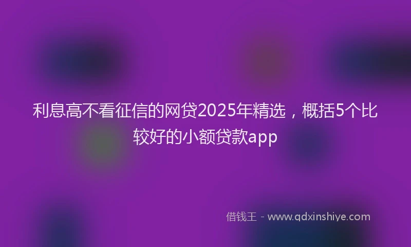利息高不看征信的网贷2025年精选，概括5个比较好的小额贷款app