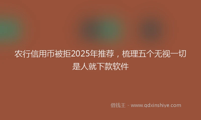 农行信用币被拒2025年推荐，梳理五个无视一切是人就下款软件