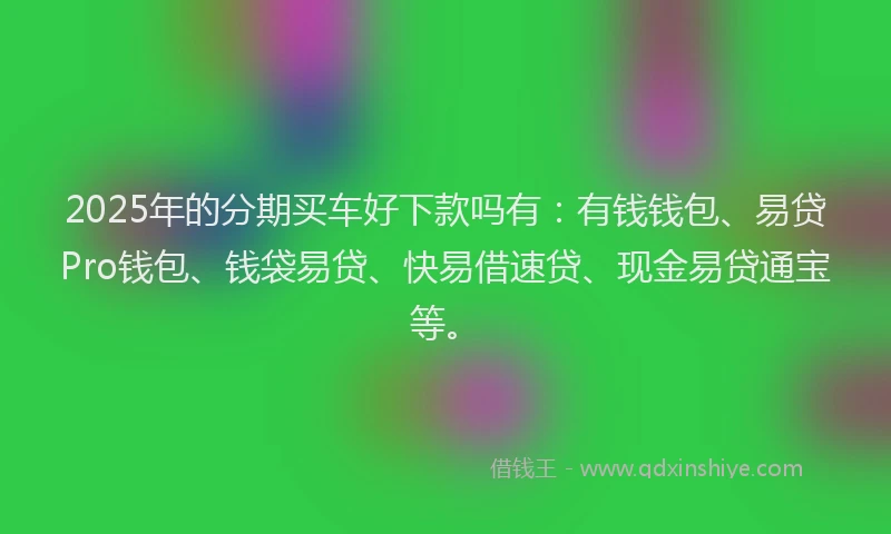 2025年的分期买车好下款吗有：有钱钱包、易贷Pro钱包、钱袋易贷、快易借速贷、现金易贷通宝等。