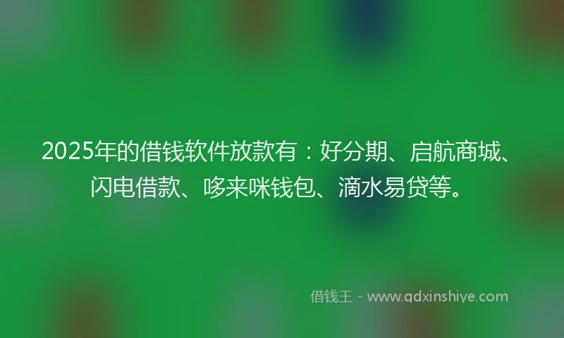 2025年的借钱软件放款有：好分期、启航商城、闪电借款、哆来咪钱包、滴水易贷等。