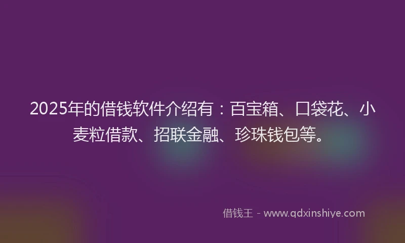 2025年的借钱软件介绍有：百宝箱、口袋花、小麦粒借款、招联金融、珍珠钱包等。