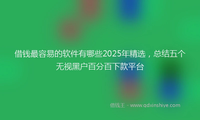借钱最容易的软件有哪些2025年精选，总结五个无视黑户百分百下款平台
