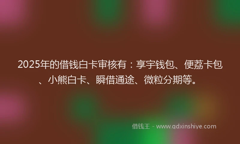 2025年的借钱白卡审核有：享宇钱包、便荔卡包、小熊白卡、瞬借通途、微粒分期等。